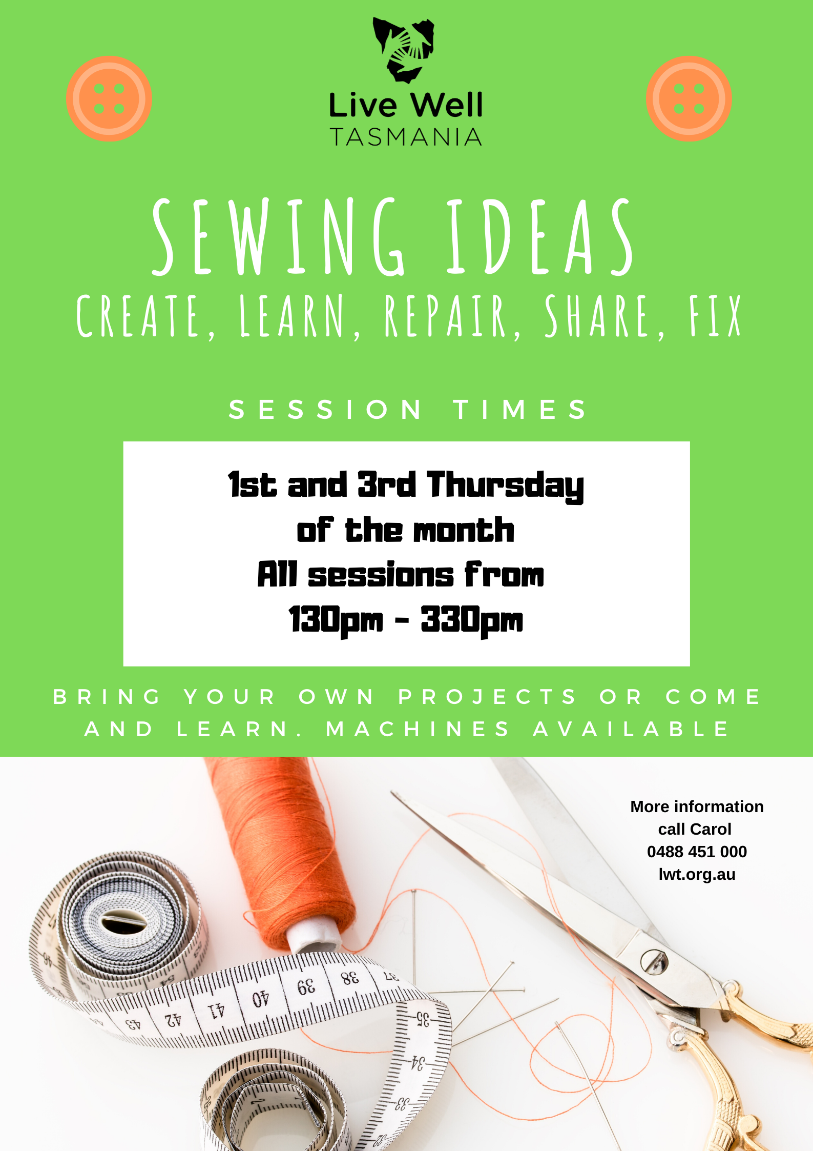 Live Well Tasmania Sewing Ideas Classes